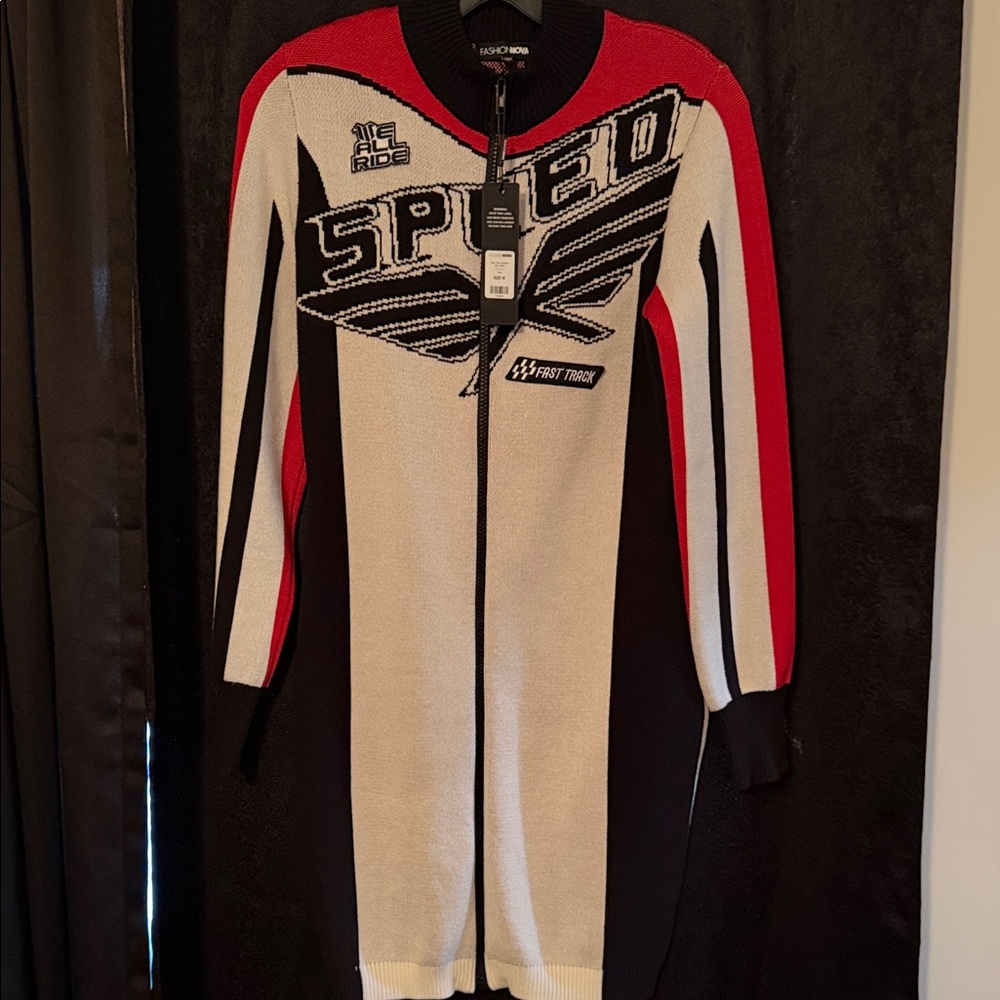 Bodycon Red and Black Speed Graphic Sweater